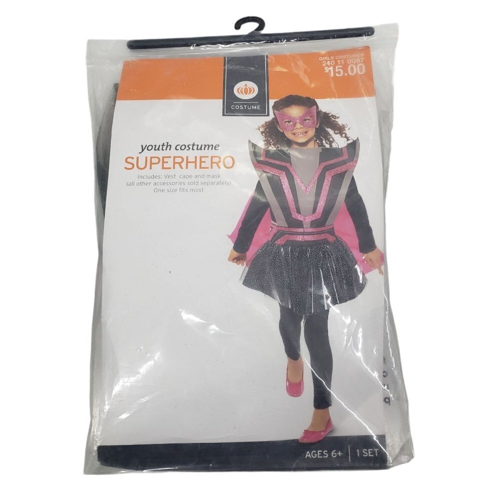 Superhero Youth Girl's Halloween Costume‎ Ages 6+ New